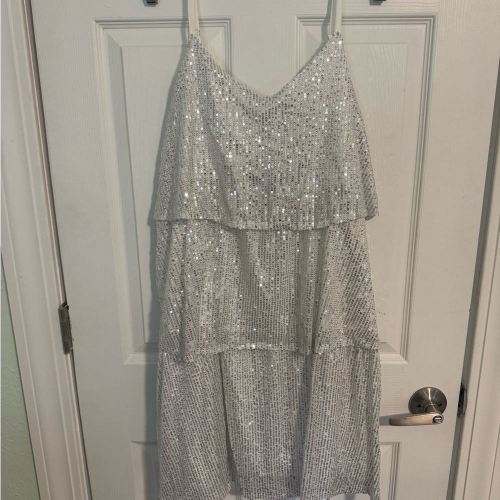 Sparkling Silver Layered Mini Dress